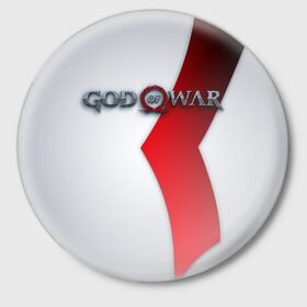 Значок с принтом God of War 4 в Курске,  металл | круглая форма, металлическая застежка в виде булавки | 