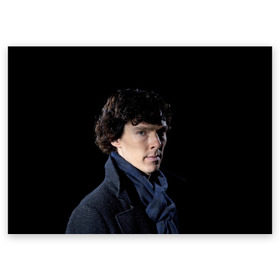 Поздравительная открытка с принтом Sherlock в Курске, 100% бумага | плотность бумаги 280 г/м2, матовая, на обратной стороне линовка и место для марки
 | Тематика изображения на принте: benedict | cumberbatch | sherlock | бенедикт | камбербатч | шерлок