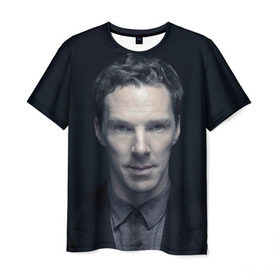 Мужская футболка 3D с принтом Cumberbatch в Курске, 100% полиэфир | прямой крой, круглый вырез горловины, длина до линии бедер | benedict | cumberbatch | sherlock | бенедикт | камбербатч | шерлок