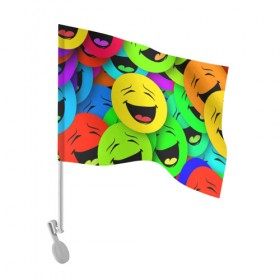 Флаг для автомобиля с принтом Смайлы в Курске, 100% полиэстер | Размер: 30*21 см | веселые | веселые смайлики | настроение | позитив | разноцветные | смайлики | смайлы | смешные