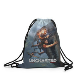 Рюкзак-мешок 3D с принтом Uncharted в Курске, 100% полиэстер | плотность ткани — 200 г/м2, размер — 35 х 45 см; лямки — толстые шнурки, застежка на шнуровке, без карманов и подкладки | chloe | drake | elena | nathan | naughty dog | sully | анчартед | дрейк | натан | нейтан | ноти дог | пиратs | приключения | путь вора | салли | утраченное наследие