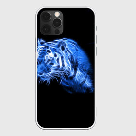 Чехол для iPhone 12 Pro Max с принтом Синий тигр в Курске, Силикон |  | tiger | большая кошка | огонь | пламя | тигр | хищник