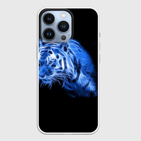 Чехол для iPhone 13 Pro с принтом Синий тигр в Курске,  |  | Тематика изображения на принте: tiger | большая кошка | огонь | пламя | тигр | хищник