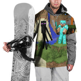 Накидка на куртку 3D с принтом Стив и эндермен. в Курске, 100% полиэстер |  | Тематика изображения на принте: minecraft | minekraft | stive | майнкрафт | меч | стив