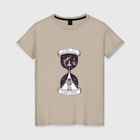 Женская футболка хлопок с принтом Космос в Курске, 100% хлопок | прямой крой, круглый вырез горловины, длина до линии бедер, слегка спущенное плечо | буран | вселенная | илон | космонавт | космос | луна | марс | маск | юпитер