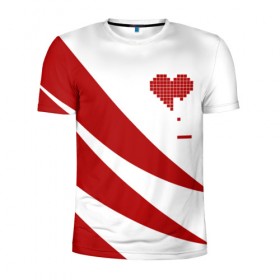 Мужская футболка 3D спортивная с принтом Сердца красное в Курске, 100% полиэстер с улучшенными характеристиками | приталенный силуэт, круглая горловина, широкие плечи, сужается к линии бедра | abstract | geometry | geometry stripes | heart | texture | абстракция | геометрические полосы | геометрическое сердце | геометрия | любовь | сердечко | сердца | сердце | текстура