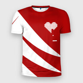 Мужская футболка 3D спортивная с принтом Сердца белое в Курске, 100% полиэстер с улучшенными характеристиками | приталенный силуэт, круглая горловина, широкие плечи, сужается к линии бедра | abstract | geometry | geometry stripes | heart | texture | абстракция | геометрические полосы | геометрическое сердце | геометрия | любовь | сердечко | сердца | сердце | текстура