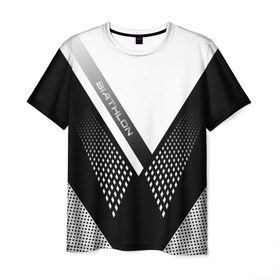 Мужская футболка 3D с принтом Биатлон в Курске, 100% полиэфир | прямой крой, круглый вырез горловины, длина до линии бедер | 