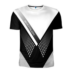 Мужская футболка 3D спортивная с принтом Биатлон в Курске, 100% полиэстер с улучшенными характеристиками | приталенный силуэт, круглая горловина, широкие плечи, сужается к линии бедра | 