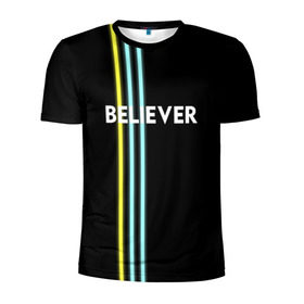 Мужская футболка 3D спортивная с принтом Believer Imagine Dragons в Курске, 100% полиэстер с улучшенными характеристиками | приталенный силуэт, круглая горловина, широкие плечи, сужается к линии бедра | Тематика изображения на принте: рок