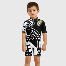 Детский купальный костюм 3D с принтом Real Madrid Exclusive в Курске, Полиэстер 85%, Спандекс 15% | застежка на молнии на спине | 2019 | мадрид | реал | форма | эксклюзив