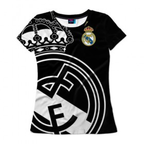 Женская футболка 3D с принтом Real Madrid Exclusive в Курске, 100% полиэфир ( синтетическое хлопкоподобное полотно) | прямой крой, круглый вырез горловины, длина до линии бедер | 2019 | мадрид | реал | форма | эксклюзив