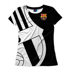 Женская футболка 3D с принтом Barcelona Exclusive в Курске, 100% полиэфир ( синтетическое хлопкоподобное полотно) | прямой крой, круглый вырез горловины, длина до линии бедер | 2019 | барселона | фк | форма | эксклюзив