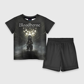 Детский костюм с шортами 3D с принтом Bloodborne в Курске,  |  | bb | bloodborne | bloodbourne | fromsoftware | vicar amelia | амелия | бб | блад | бладборн | викарий | души | охотники | пиратs | порождение крови | руны