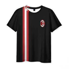 Мужская футболка 3D с принтом AC Milan в Курске, 100% полиэфир | прямой крой, круглый вырез горловины, длина до линии бедер | football | italia | logo | milan | sport | италия | лого | милан | спорт | фк | футбол | футбольный клуб
