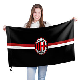 Флаг 3D с принтом ФК Милан в Курске, 100% полиэстер | плотность ткани — 95 г/м2, размер — 67 х 109 см. Принт наносится с одной стороны | football | italia | logo | milan | sport | италия | лого | милан | спорт | фк | футбол | футбольный клуб
