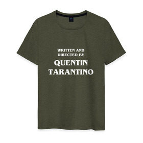 Мужская футболка хлопок с принтом By Quentin Tarantino в Курске, 100% хлопок | прямой крой, круглый вырез горловины, длина до линии бедер, слегка спущенное плечо. | кино | прикольная надпись | режиссер | тарантино