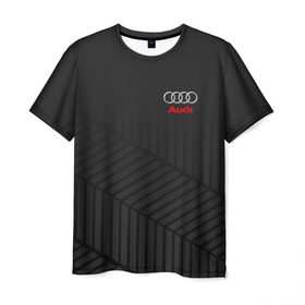 Мужская футболка 3D с принтом AUDI SPORT в Курске, 100% полиэфир | прямой крой, круглый вырез горловины, длина до линии бедер | audi | auto | авто | ауди | бренд | марка | машина