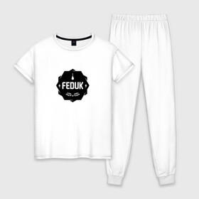 Женская пижама хлопок с принтом Feduk в Курске, 100% хлопок | брюки и футболка прямого кроя, без карманов, на брюках мягкая резинка на поясе и по низу штанин | feduk | федук