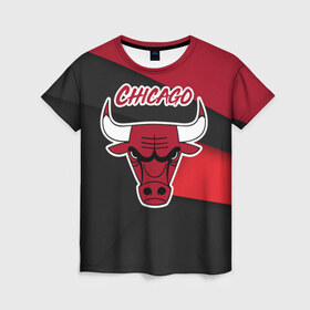 Женская футболка 3D с принтом Чикаго в Курске, 100% полиэфир ( синтетическое хлопкоподобное полотно) | прямой крой, круглый вырез горловины, длина до линии бедер | chicago bulls | nba | баскетбол | нба | спорт | чикаго