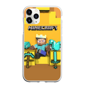 Чехол для iPhone 11 Pro матовый с принтом Король майнкрафта 2 в Курске, Силикон |  | minecraft | minekraft | stive | броня | золото | кирка | майнкрафт | меч | стив