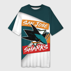 Платье-футболка 3D с принтом Сан Хосе в Курске,  |  | nhl | san jose sharks | нхл | сан хосе шаркс | спорт