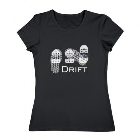 Женская футболка хлопок с принтом DRIFT в Курске, 100% хлопок | прямой крой, круглый вырез горловины, длина до линии бедер, слегка спущенное плечо | drift | дрифт | занос | педали | тюнинг | управляемый