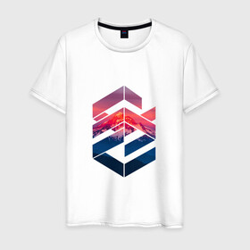 Мужская футболка хлопок с принтом Геометрические горы в Курске, 100% хлопок | прямой крой, круглый вырез горловины, длина до линии бедер, слегка спущенное плечо. | геометрия | горы | мода | пейзаж | подарок | стиль | узор