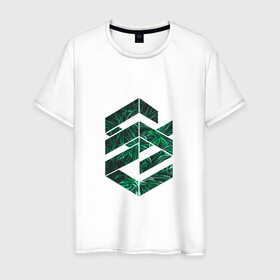 Мужская футболка хлопок с принтом Зелёная геометрия в Курске, 100% хлопок | прямой крой, круглый вырез горловины, длина до линии бедер, слегка спущенное плечо. | геометрия | зеленый | мода | подарок | стиль | цветок | цветы