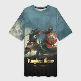 Платье-футболка 3D с принтом Kingdom fight в Курске,  |  | deliverance | kingdom come | kingdom come deliverance | knight | кингдам кам | король | рыцарь | средневековье | средние века
