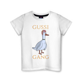 Детская футболка хлопок с принтом GUSSI GANG в Курске, 100% хлопок | круглый вырез горловины, полуприлегающий силуэт, длина до линии бедер | 