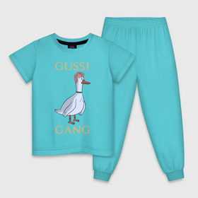 Детская пижама хлопок с принтом GUSSI GANG в Курске, 100% хлопок |  брюки и футболка прямого кроя, без карманов, на брюках мягкая резинка на поясе и по низу штанин
 | 