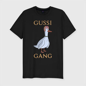 Мужская футболка премиум с принтом GUSSI GANG в Курске, 92% хлопок, 8% лайкра | приталенный силуэт, круглый вырез ворота, длина до линии бедра, короткий рукав | 