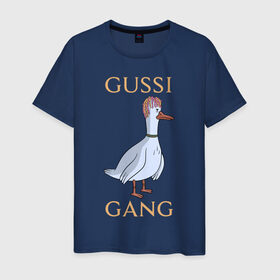Мужская футболка хлопок с принтом GUSSI GANG в Курске, 100% хлопок | прямой крой, круглый вырез горловины, длина до линии бедер, слегка спущенное плечо. | Тематика изображения на принте: 