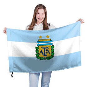 Флаг 3D с принтом Сборная Аргентины флаг в Курске, 100% полиэстер | плотность ткани — 95 г/м2, размер — 67 х 109 см. Принт наносится с одной стороны | аргентина | спорт | футбол