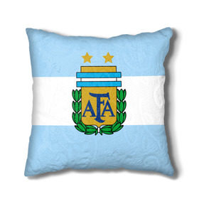 Подушка 3D с принтом Сборная Аргентины флаг в Курске, наволочка – 100% полиэстер, наполнитель – холлофайбер (легкий наполнитель, не вызывает аллергию). | состоит из подушки и наволочки. Наволочка на молнии, легко снимается для стирки | Тематика изображения на принте: аргентина | спорт | футбол