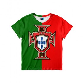 Детская футболка 3D с принтом Сборная Португалии флаг в Курске, 100% гипоаллергенный полиэфир | прямой крой, круглый вырез горловины, длина до линии бедер, чуть спущенное плечо, ткань немного тянется | Тематика изображения на принте: португалия | футбол