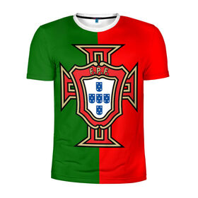 Мужская футболка 3D спортивная с принтом Сборная Португалии флаг в Курске, 100% полиэстер с улучшенными характеристиками | приталенный силуэт, круглая горловина, широкие плечи, сужается к линии бедра | португалия | футбол