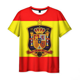 Мужская футболка 3D с принтом Сборная Испании флаг в Курске, 100% полиэфир | прямой крой, круглый вырез горловины, длина до линии бедер | испания | футбол