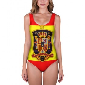 Купальник-боди 3D с принтом Сборная Испании флаг в Курске, 82% полиэстер, 18% эластан | Круглая горловина, круглый вырез на спине | испания | футбол