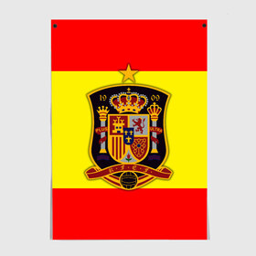 Постер с принтом Сборная Испании флаг в Курске, 100% бумага
 | бумага, плотность 150 мг. Матовая, но за счет высокого коэффициента гладкости имеет небольшой блеск и дает на свету блики, но в отличии от глянцевой бумаги не покрыта лаком | испания | футбол
