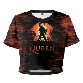 Женская футболка 3D укороченная с принтом Queen в Курске, 100% полиэстер | круглая горловина, длина футболки до линии талии, рукава с отворотами | paul rodgers | queen | брайан мэй | джон дикон | квин | меркури | меркьюри | мэркури | роджер тейлор | рок группа | фредди | фреди