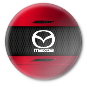 Значок с принтом MAZDA SPORT в Курске,  металл | круглая форма, металлическая застежка в виде булавки | Тематика изображения на принте: auto | car | mazda | автомобиль | мазда | марка