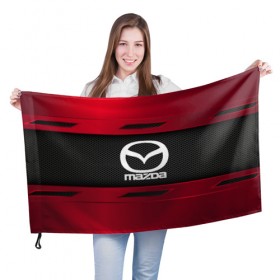 Флаг 3D с принтом MAZDA SPORT в Курске, 100% полиэстер | плотность ткани — 95 г/м2, размер — 67 х 109 см. Принт наносится с одной стороны | auto | car | mazda | автомобиль | мазда | марка
