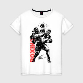 Женская футболка хлопок с принтом Майк Тайсон в Курске, 100% хлопок | прямой крой, круглый вырез горловины, длина до линии бедер, слегка спущенное плечо | boxing | mike tyson |   | бокс | боксер | майк тайсон