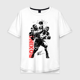 Мужская футболка хлопок Oversize с принтом Майк Тайсон в Курске, 100% хлопок | свободный крой, круглый ворот, “спинка” длиннее передней части | boxing | mike tyson |   | бокс | боксер | майк тайсон