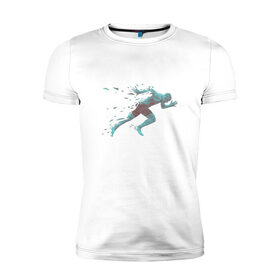 Мужская футболка премиум с принтом Бегун в Курске, 92% хлопок, 8% лайкра | приталенный силуэт, круглый вырез ворота, длина до линии бедра, короткий рукав | 