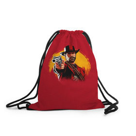 Рюкзак-мешок 3D с принтом Red Dead Redemption 2 в Курске, 100% полиэстер | плотность ткани — 200 г/м2, размер — 35 х 45 см; лямки — толстые шнурки, застежка на шнуровке, без карманов и подкладки | rdr | rockstar | рокстар