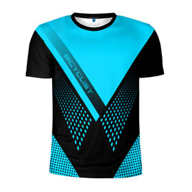 Мужская футболка 3D спортивная с принтом Bicyclist в Курске, 100% полиэстер с улучшенными характеристиками | приталенный силуэт, круглая горловина, широкие плечи, сужается к линии бедра | bicyclist | sport | велосипедист | велоспорт