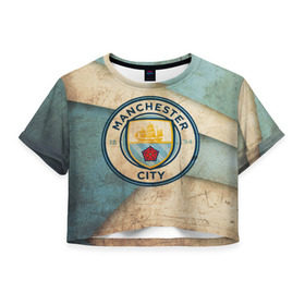 Женская футболка 3D укороченная с принтом Манчестер сити олд в Курске, 100% полиэстер | круглая горловина, длина футболки до линии талии, рукава с отворотами | manchester | manchester city | манчестер | манчестер сити | футбол